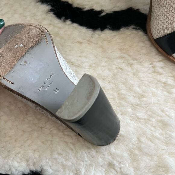 Rag & Bone Snake Embossed Leather Peep-Toe Heels - Picture 8 of 8